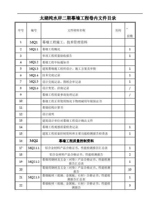 江苏省工程幕墙资料全套