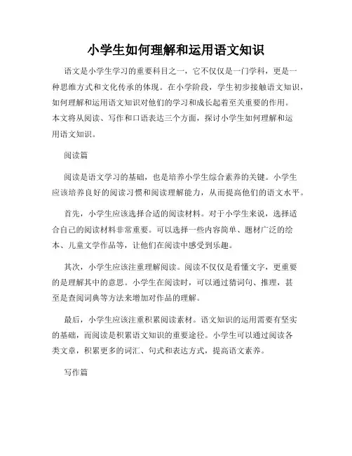 小学生如何理解和运用语文知识