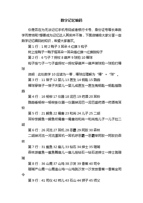 数字记忆编码