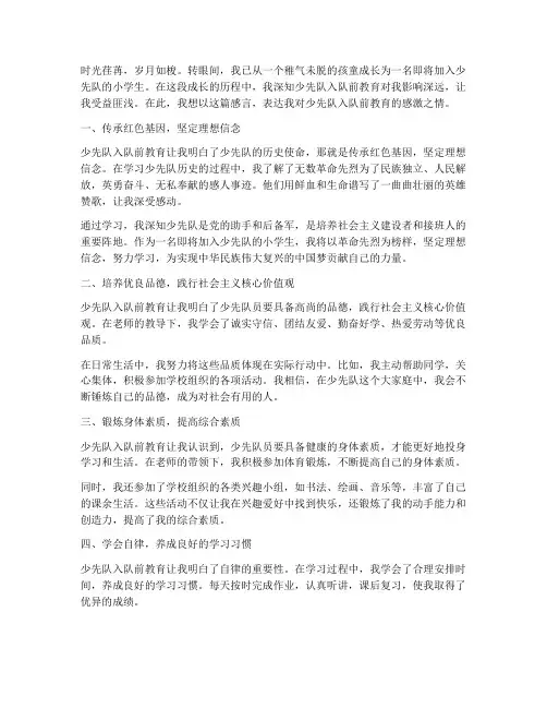 少先队入队前教育感言