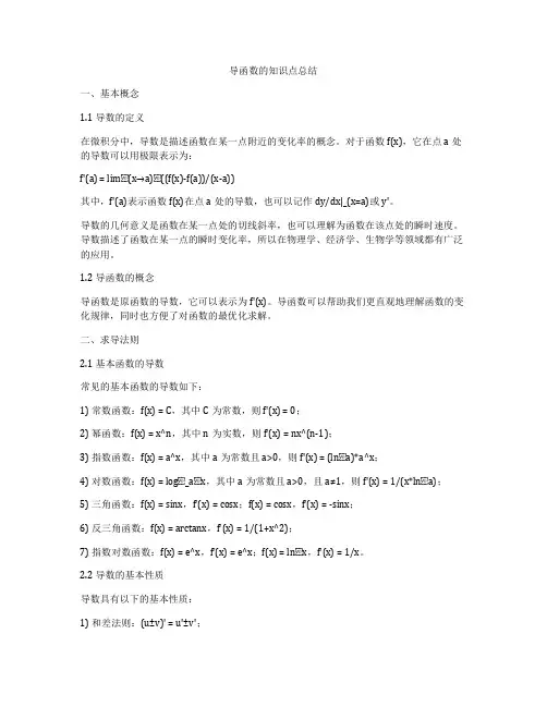 导函数的知识点总结