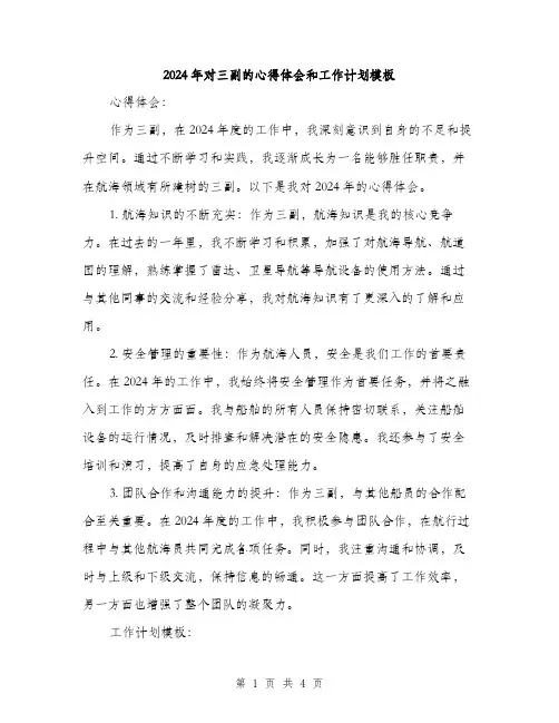 2024年对三副的心得体会和工作计划模板(二篇)