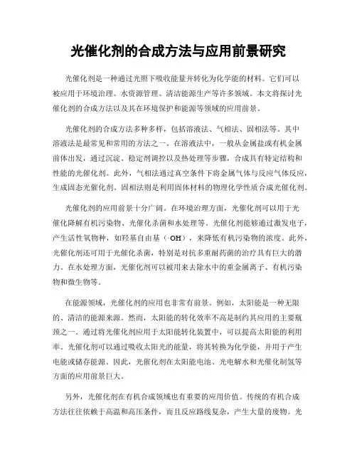 光催化剂的合成方法与应用前景研究