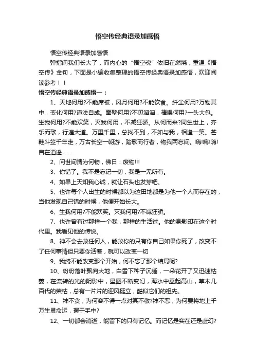 悟空传经典语录加感悟