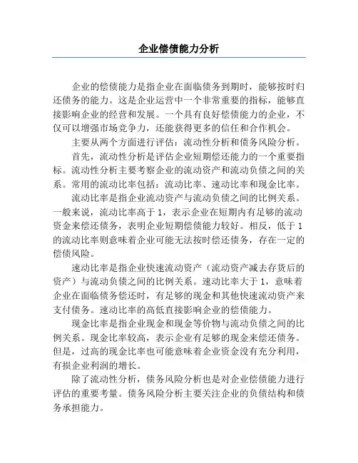 企业偿债能力分析