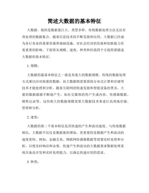 简述大数据的基本特征