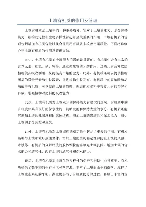 土壤有机质的作用及管理
