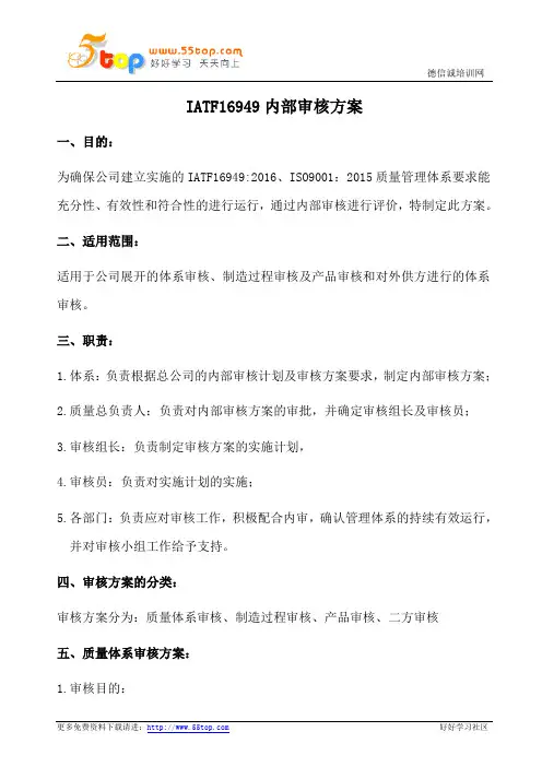 IATF16949内部审核方案范例