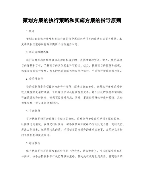策划方案的执行策略和实施方案的指导原则