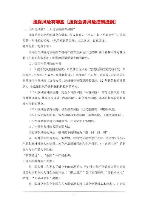 担保风险有哪些 [担保业务风险控制提纲]
