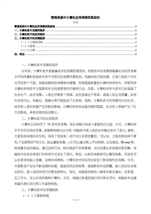 《管理系统中计算机应用课程实践报告2100字》