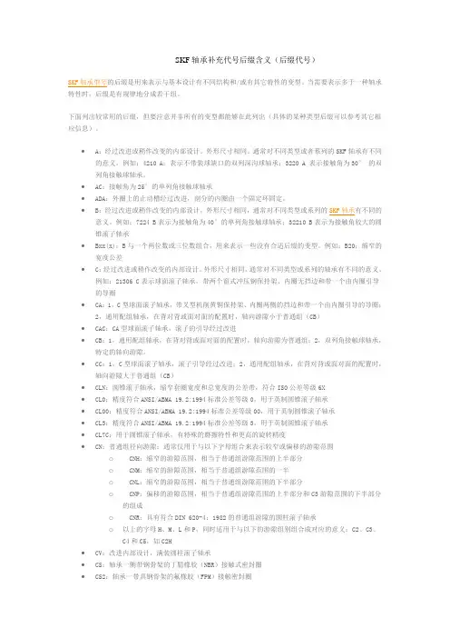SKF轴承补充代号后缀含义(后缀代号)