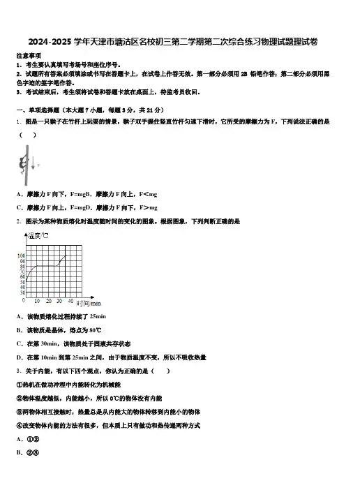 2024-2025学年天津市塘沽区名校初三第二学期第二次综合练习物理试题理试卷含解析