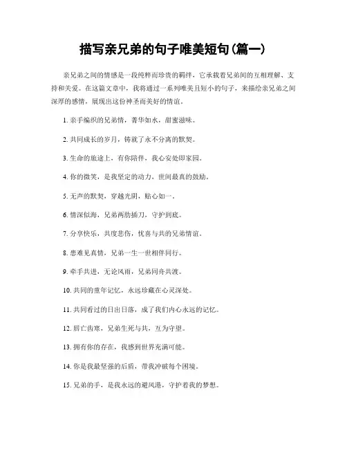 描写亲兄弟的句子唯美短句(精选2篇)