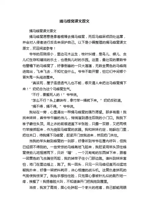 捅马蜂窝课文原文
