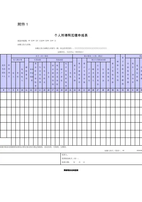 个人所得税扣缴申报表》及填表说明