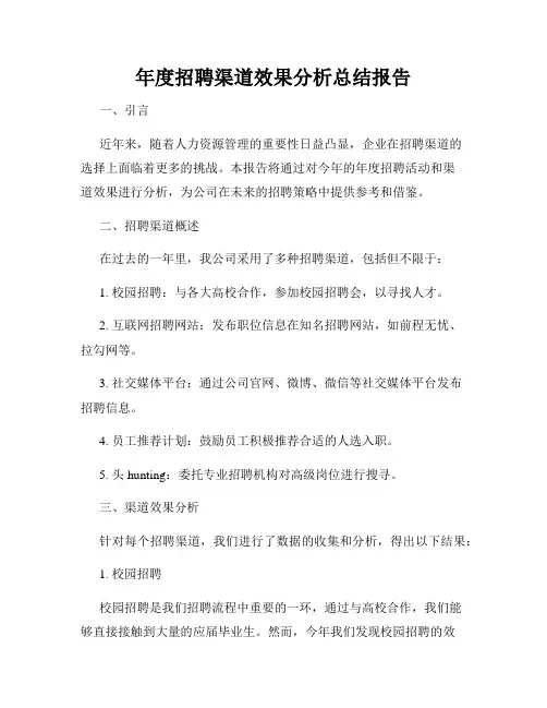 年度招聘渠道效果分析总结报告