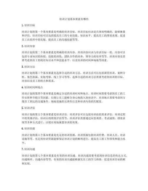 培训计划基本要素有哪些