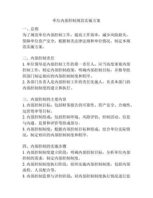 单位内部控制规范实施方案