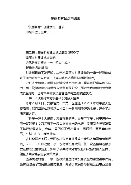 美丽乡村试点申请表
