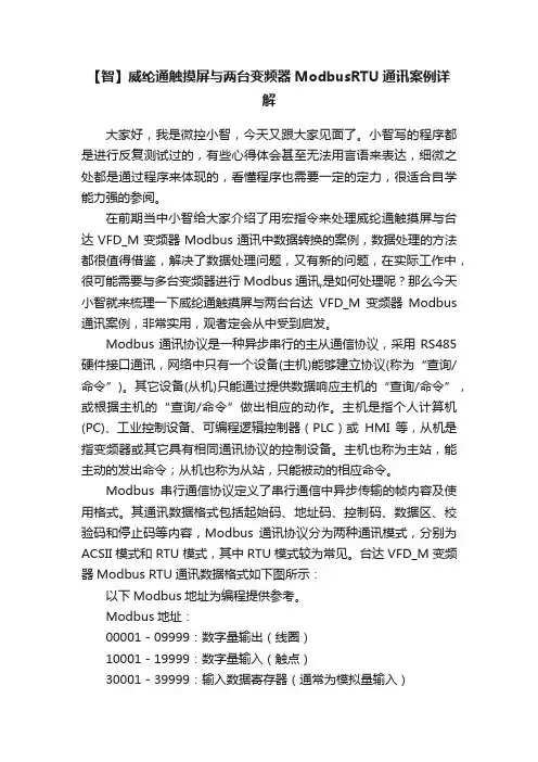 【智】威纶通触摸屏与两台变频器ModbusRTU通讯案例详解