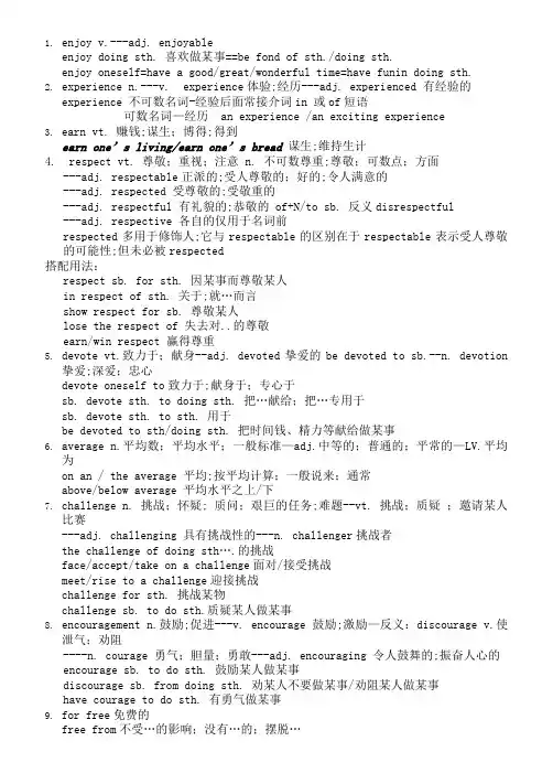 江苏牛津版高一英语模块一Units知识点及语法复习
