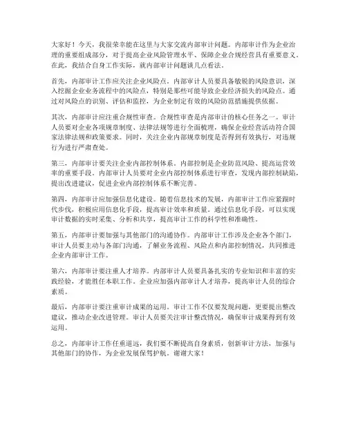 内部审计问题交流发言稿
