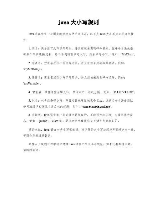 java大小写规则