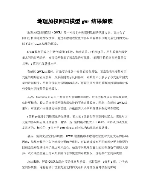 地理加权回归模型gwr结果解读