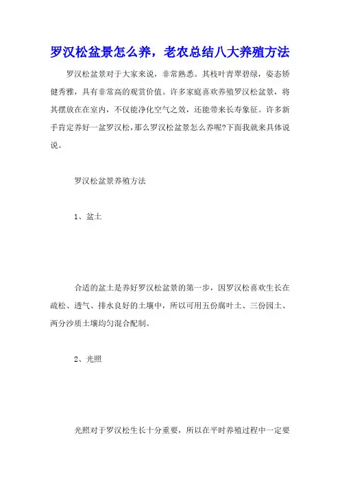 罗汉松盆景怎么养,老农总结八大养殖方法