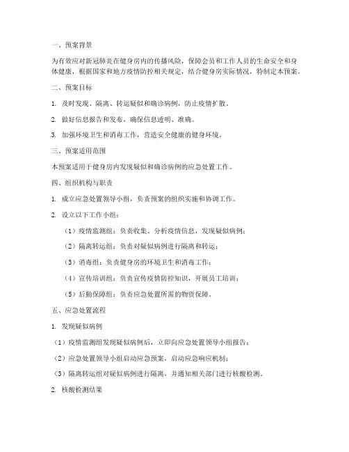 健身房发现新冠肺炎症状处置预案