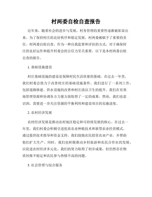 村两委自检自查报告