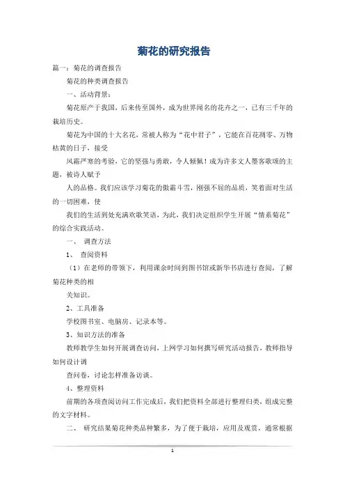菊花的研究报告