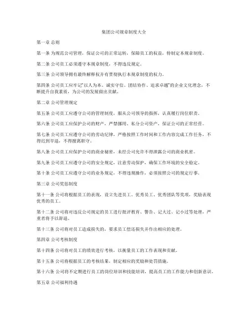 集团公司规章制度大全