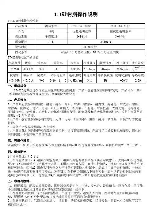 硅树脂说明书