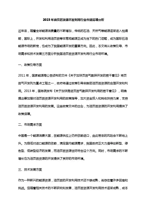 2023年油页岩资源开发利用行业市场环境分析