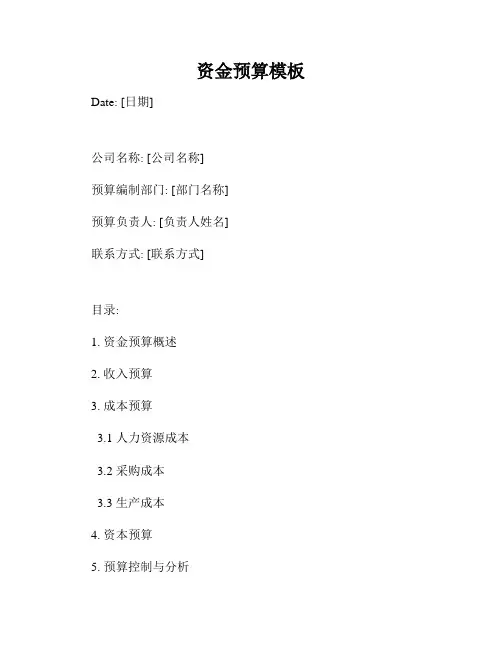 资金预算模板