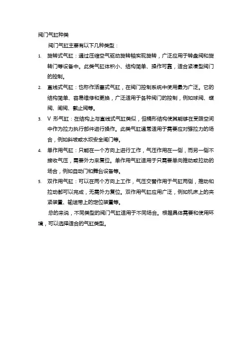 阀门气缸种类