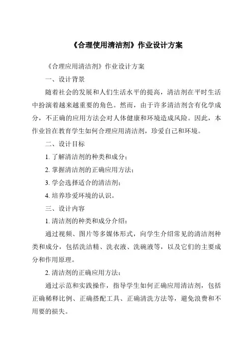 《合理使用清洁剂作业设计方案》