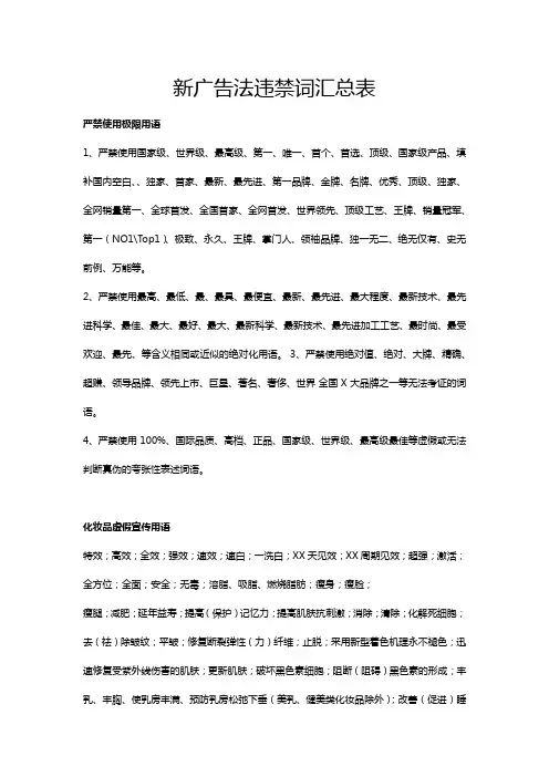 新广告法违禁词汇总