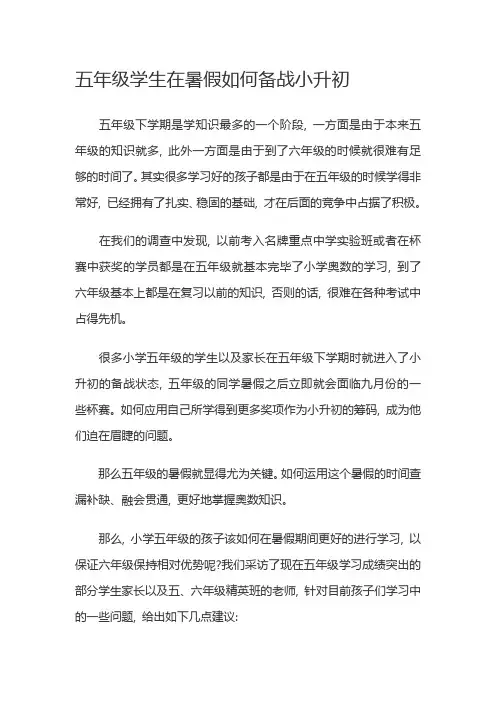 2023年五年级学生在暑假如何备战小升初