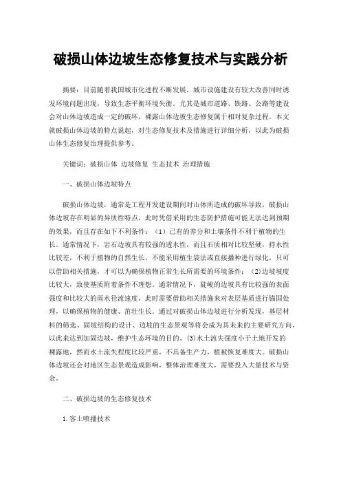 破损山体边坡生态修复技术与实践分析