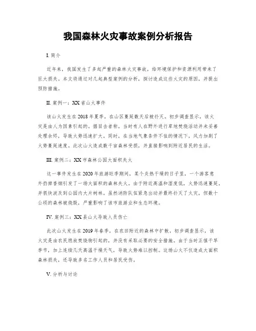 我国森林火灾事故案例分析报告