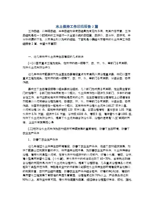 水土保持工作总结报告2篇