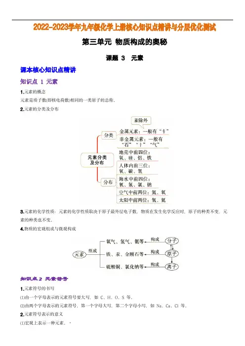 九年级化学上册核心知识点精讲(人教版)：元素
