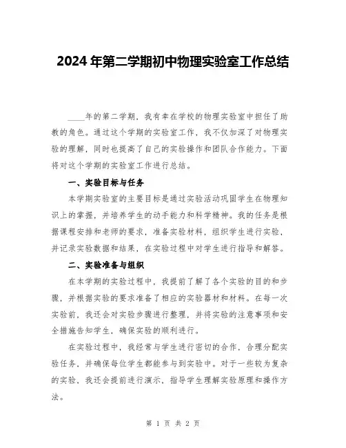2024年第二学期初中物理实验室工作总结