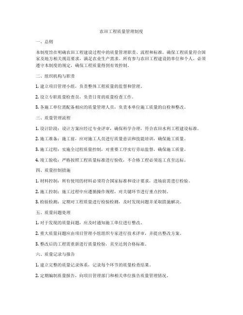 农田工程质量管理制度