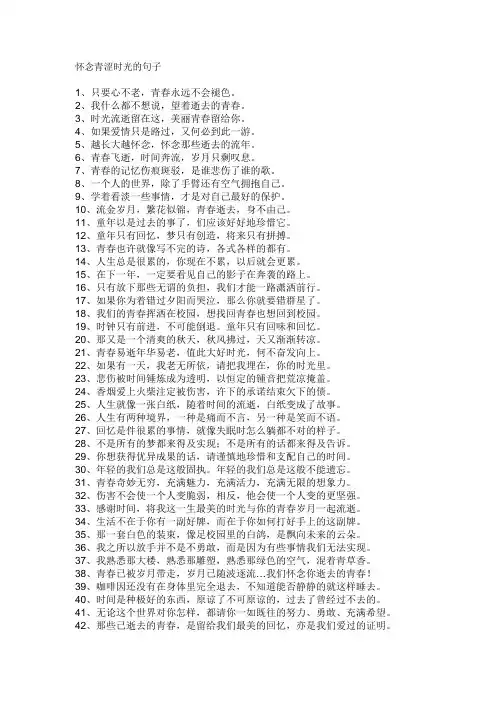 怀念青涩时光的句子
