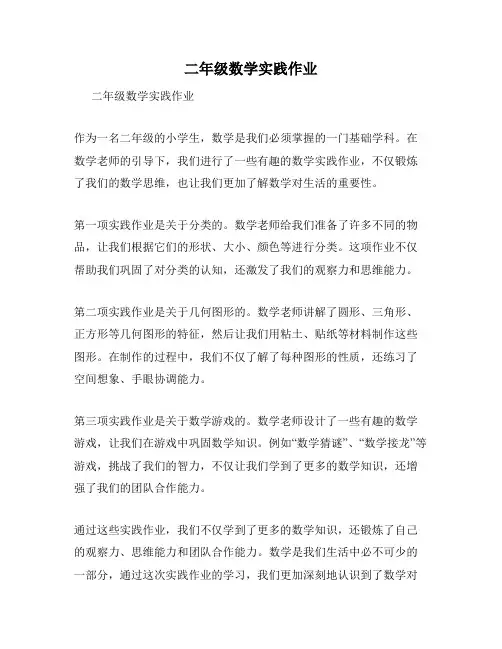 二年级数学实践作业