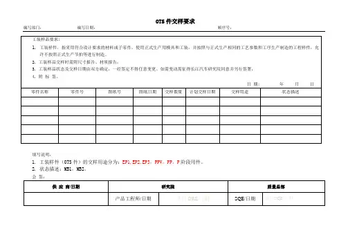 OTS件交样要求